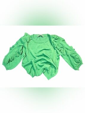 Zara Emerald Metallic Knit Crewneck